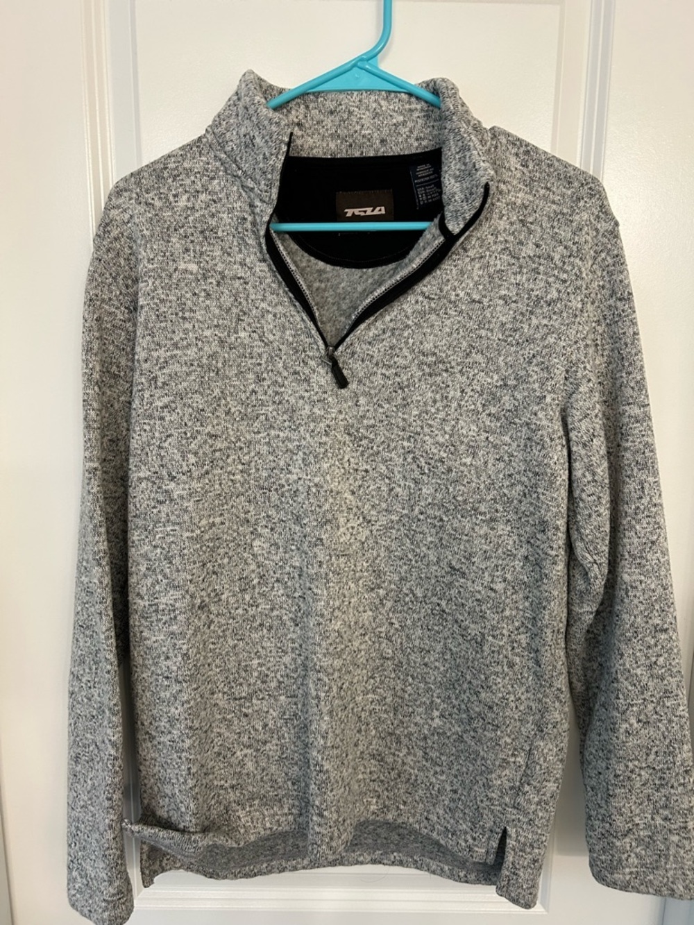 TSLA Quarter Zip Pullover Gray Fleece Sweater Size Small Athletic Top